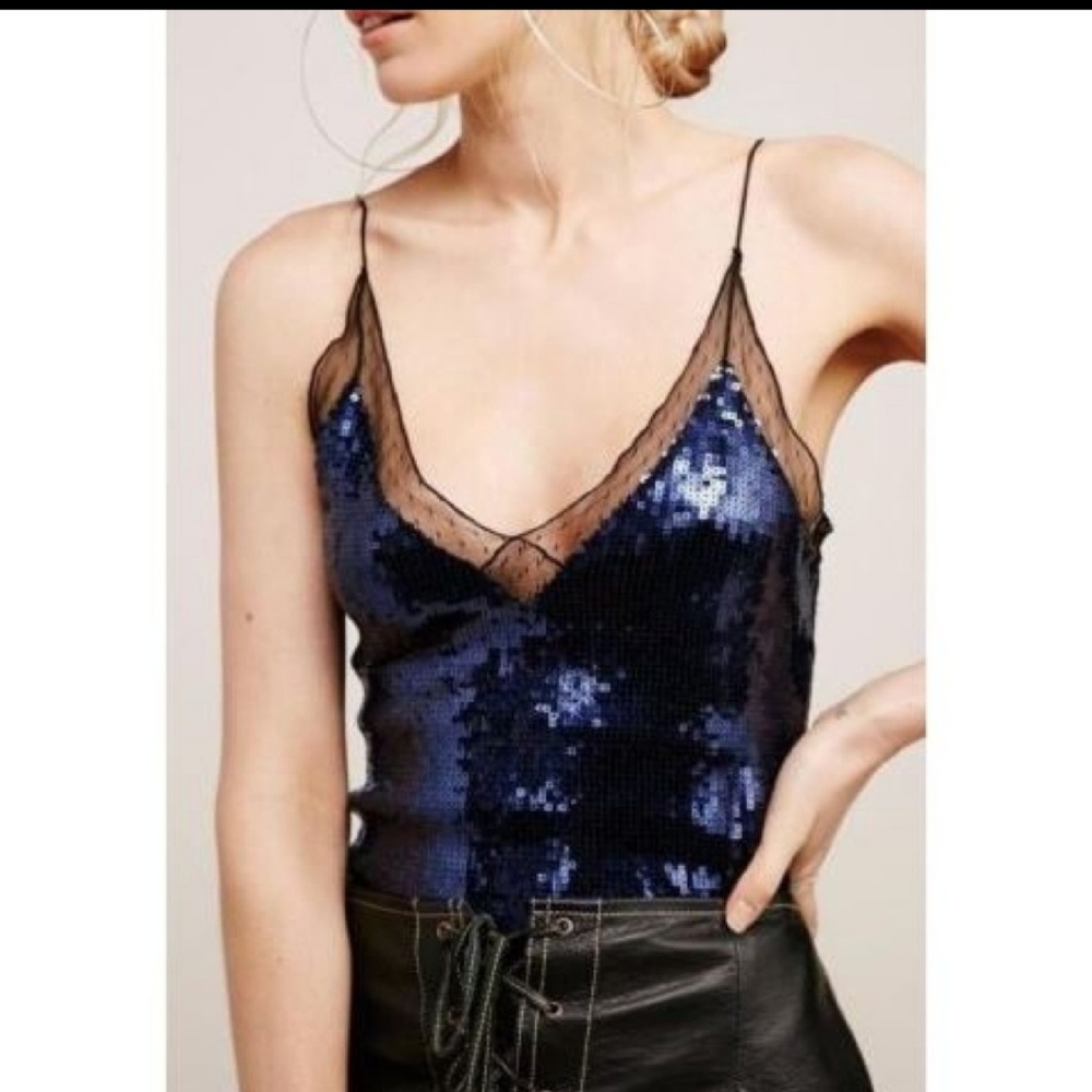 Free People Sassy in Sequins Cami Tank Top Sz S